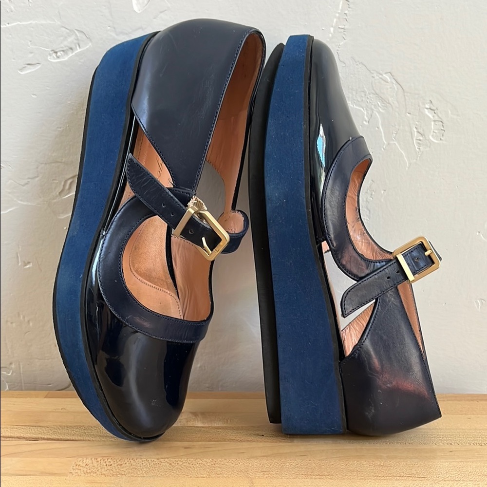 Robert Clergerie Navy Platform Mary Jane Shoes size 37
